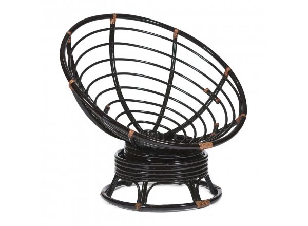 Кресло-качалка Папасан/Papasan (W 23/01 B) /с подушкой/ 115х78х104см, античный черно-коричневый, подушка рогожка, меланж фото 7