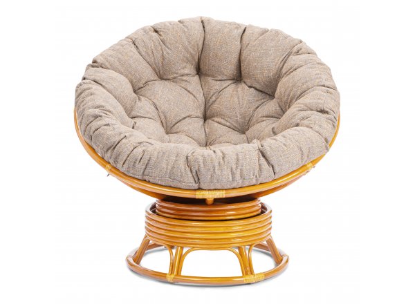 Кресло-качалка Папасан/Papasan (W 23/01 B) /с подушкой/ 115х78х104см, медовый, подушка рогожка, меланж