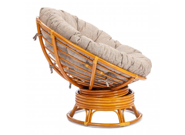 Кресло-качалка Папасан/Papasan (W 23/01 B) /с подушкой/ 115х78х104см, коньячный, подушка рогожка, меланж фото 2