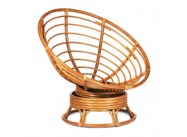 Кресло-качалка Папасан/Papasan (W 23/01 B) /с подушкой/ 115х78х104см, коньячный, подушка рогожка, меланж фото 6