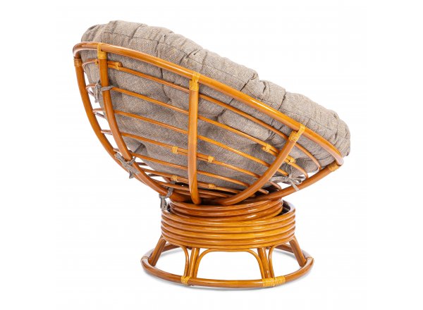 Кресло-качалка Папасан/Papasan (W 23/01 B) /с подушкой/ 115х78х104см, коньячный, подушка рогожка, меланж