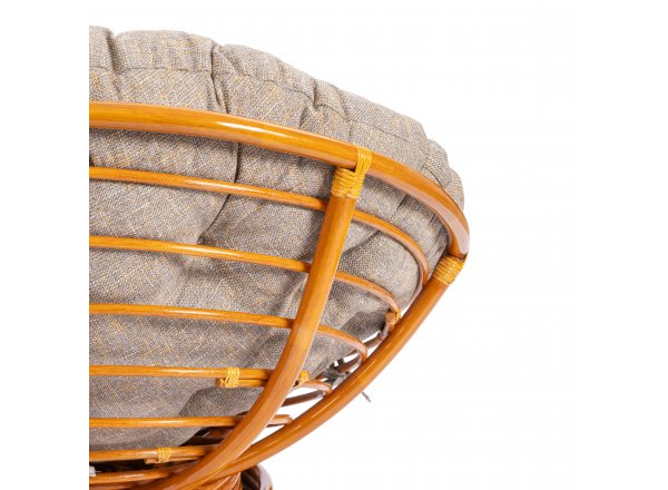 Кресло-качалка Папасан/Papasan (W 23/01 B) /с подушкой/ 115х78х104см, коньячный, подушка рогожка, меланж фото 12