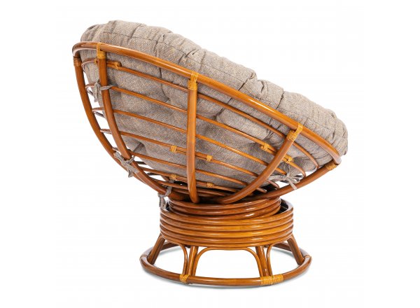 Кресло-качалка Папасан/Papasan (W 23/01 B) /с подушкой/ 115х78х104см, пекан орех, подушка рогожка, меланж фото 3