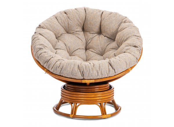 Кресло-качалка Папасан/Papasan (W 23/01 B) /с подушкой/ 115х78х104см, пекан орех, подушка рогожка, меланж фото 5