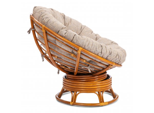 Кресло-качалка Папасан/Papasan (W 23/01 B) /с подушкой/ 115х78х104см, пекан орех, подушка рогожка, меланж