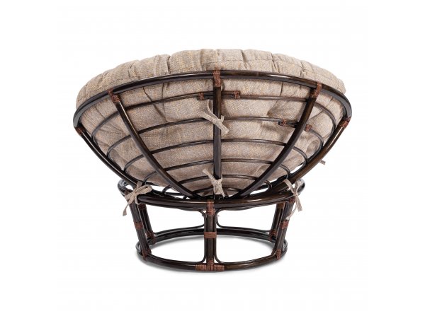 Кресло Папасан/Papasan (23/01 W) /с подушкой и ремешками/ 115х101х104см, античный черно-коричневый, подушка рогожка, меланж фото 3