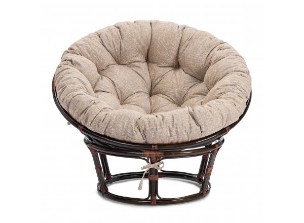 Кресло Папасан/Papasan (23/01 W) /с подушкой и ремешками/ 115х101х104см, античный черно-коричневый, подушка рогожка, меланж фото 4