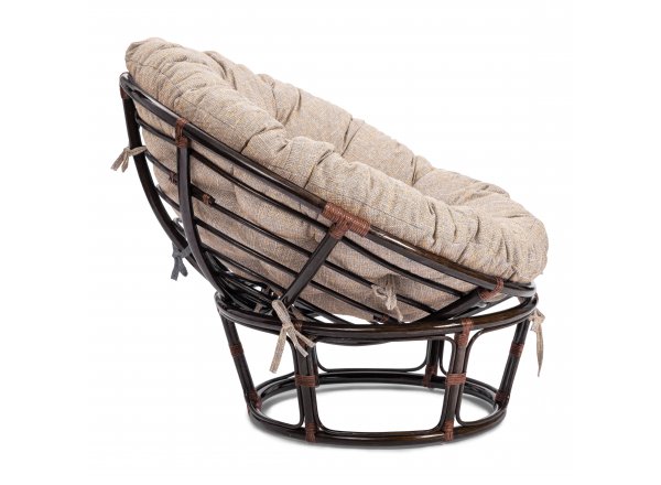 Кресло Папасан/Papasan (23/01 W) /с подушкой и ремешками/ 115х101х104см, античный черно-коричневый, подушка рогожка, меланж