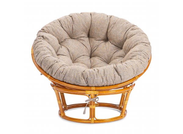 Кресло Папасан/Papasan (23/01 W) /с подушкой и ремешками/ 115х101х104см, коньячный, подушка рогожка, меланж фото 11