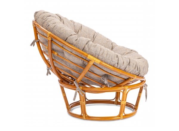Кресло Папасан/Papasan (23/01 W) /с подушкой и ремешками/ 115х101х104см, коньячный, подушка рогожка, меланж