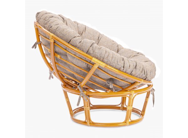 Кресло Папасан/Papasan (23/01 W) /с подушкой и ремешками/ 115х101х104см, медовый, подушка рогожка, меланж