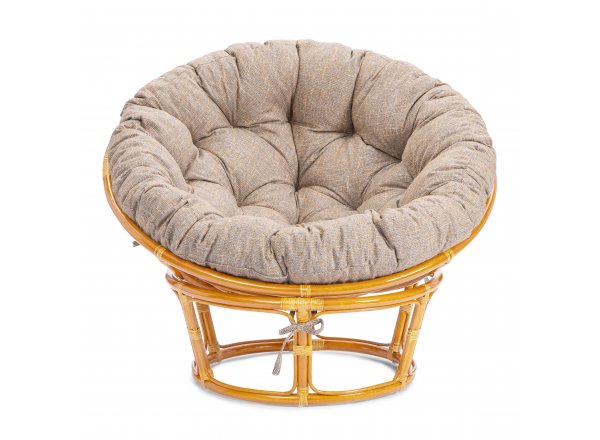 Кресло Папасан/Papasan (23/01 W) /с подушкой и ремешками/ 115х101х104см, медовый, подушка рогожка, меланж