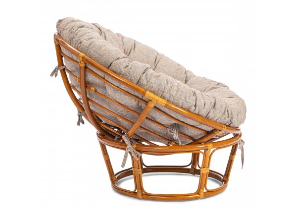 Кресло Папасан/Papasan (23/01 W) /с подушкой и ремешками/ 115х101х104см, пекан орех, подушка рогожка, меланж фото 2