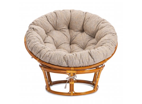 Кресло Папасан/Papasan (23/01 W) /с подушкой и ремешками/ 115х101х104см, пекан орех, подушка рогожка, меланж фото 11