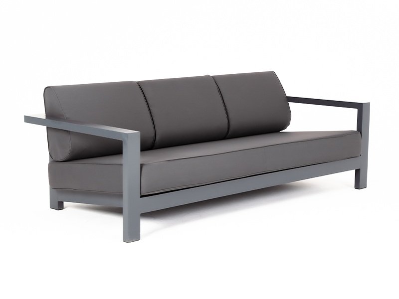 Диван 3-местный Гранада каркас алюминий темно-серый (RAL7024) шагрень, ткань темно-серая 27
