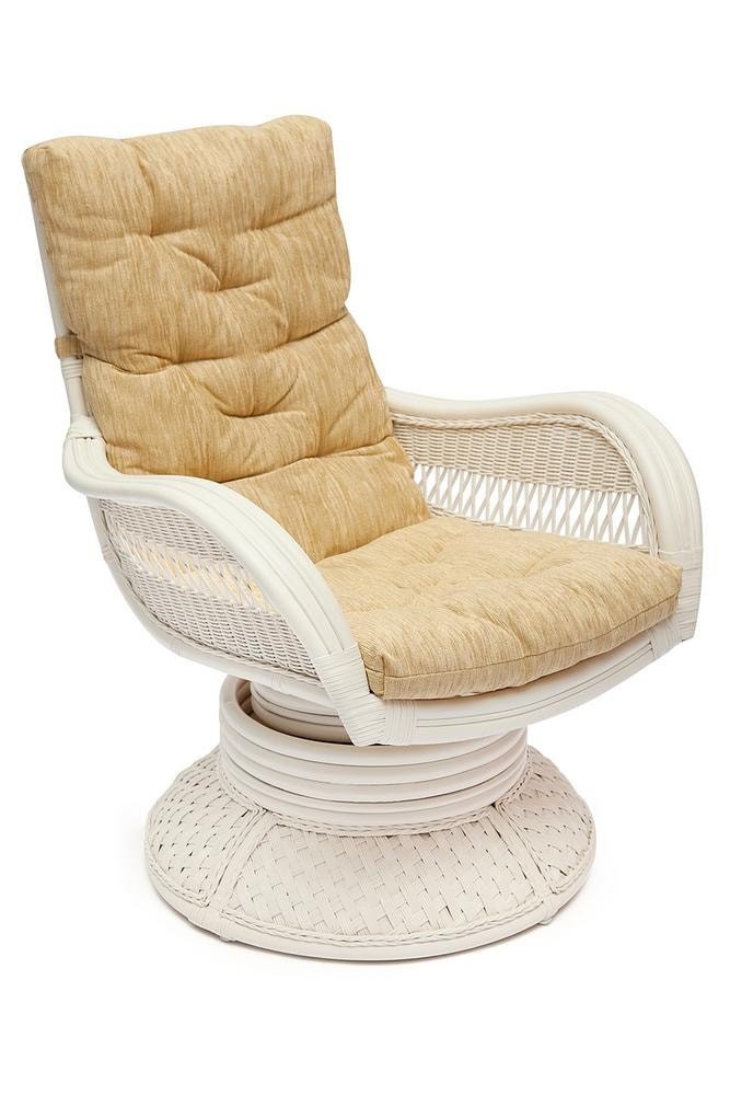 Кресло-качалка ANDREA Relax Medium /с подушкой/  74х82х100 см, TCH White белый, Ткань рубчик, цвет кремовый