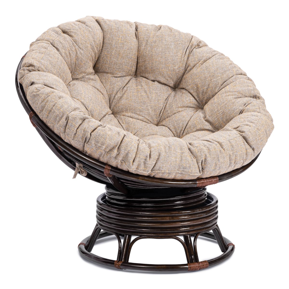 Кресло-качалка Папасан/Papasan (W 23/01 B) /с подушкой/ 115х78х104см, античный черно-коричневый, подушка рогожка, меланж
