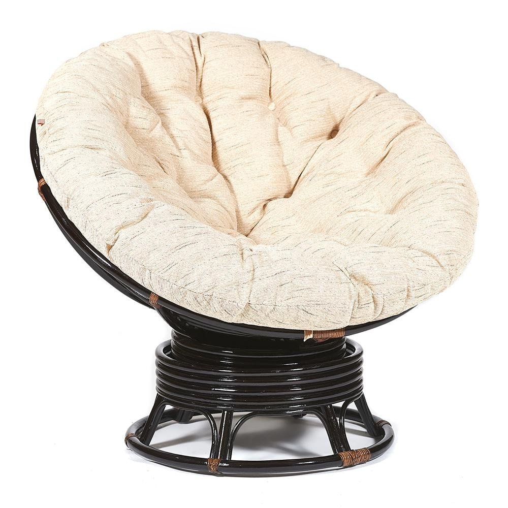 Кресло-качалка Папасан/Papasan (W 23/01 B) /с подушкой/ 115х78х104см, античный черно-коричневый, ткань старт