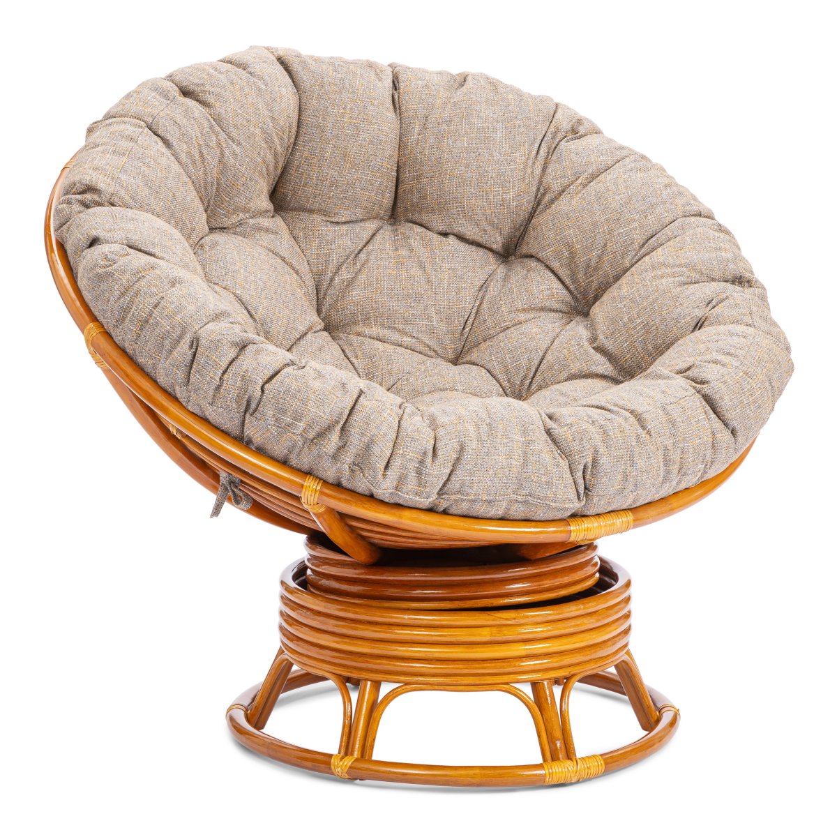 Кресло-качалка Папасан/Papasan (W 23/01 B) /с подушкой/ 115х78х104см, коньячный, подушка рогожка, меланж