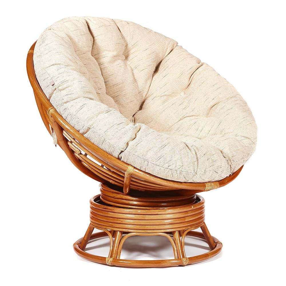Кресло-качалка Папасан/Papasan (W 23/01 B) /с подушкой/ 115х78х104см, коньячный, ткань старт