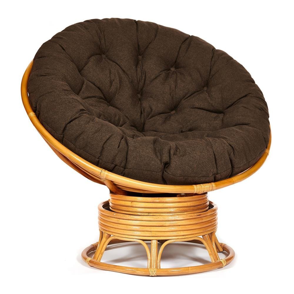 Кресло-качалка Папасан/Papasan (W 23/01 B) /с подушкой/ 115х78х104см, медовый, ткань коричневый, 3м7-147