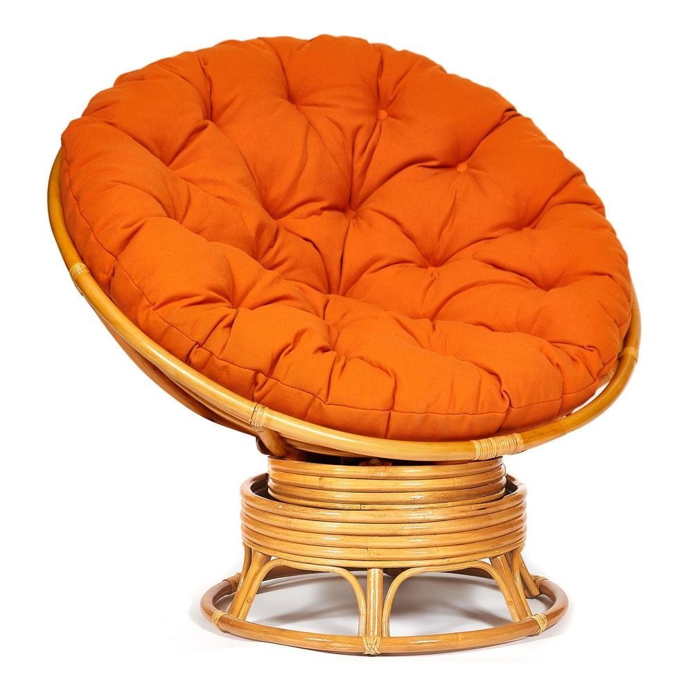 Кресло-качалка Папасан/Papasan (W 23/01 B) /с подушкой/ 115х78х104см, медовый, ткань оранжевый, с 23