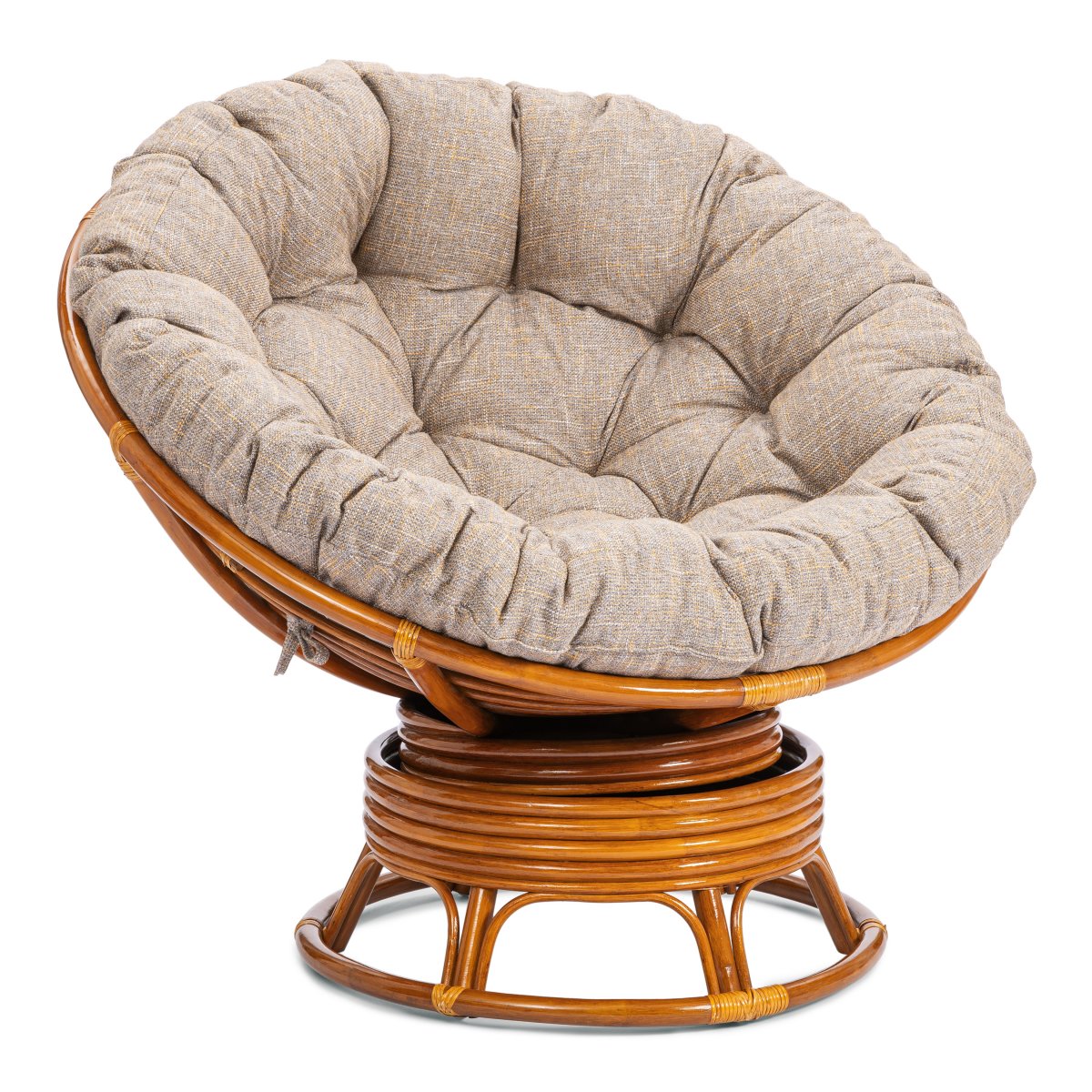 Кресло-качалка Папасан/Papasan (W 23/01 B) /с подушкой/ 115х78х104см, пекан орех, подушка рогожка, меланж