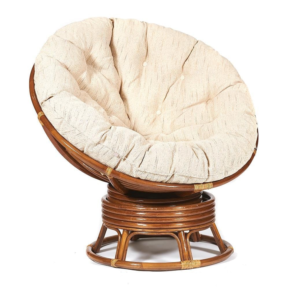 Кресло-качалка Папасан/Papasan (W 23/01 B) /с подушкой/ 115х78х104см, пекан орех, ткань старт