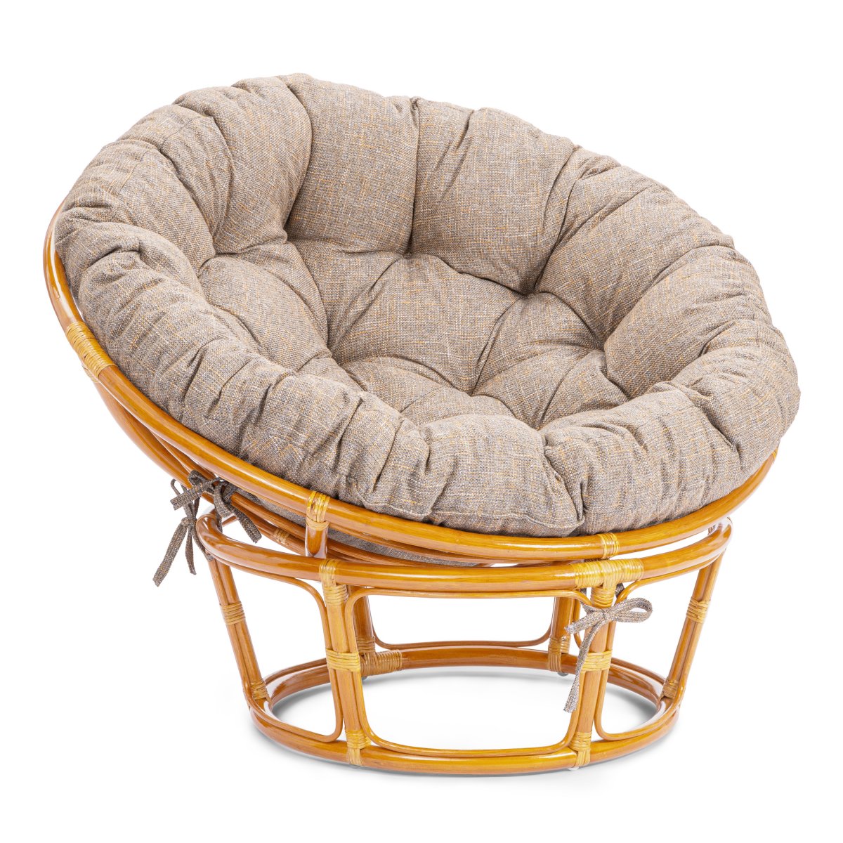 Кресло Папасан/Papasan (23/01 W) /с подушкой и ремешками/ 115х101х104см, медовый, подушка рогожка, меланж