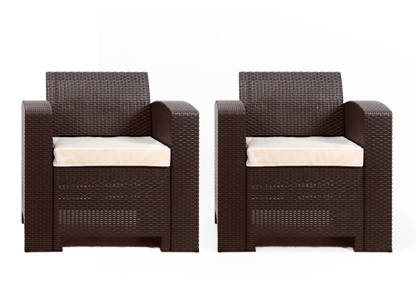 Комплект Rattan premium из 2-х кресел в цвете венге с подушками