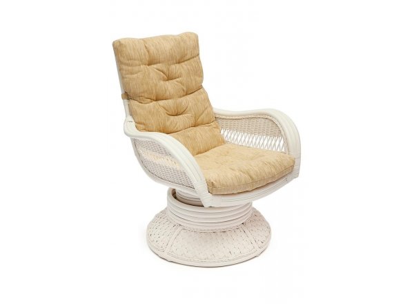Кресло-качалка ANDREA Relax Medium /с подушкой/  74х82х100 см, TCH White белый, Ткань рубчик, цвет кремовый