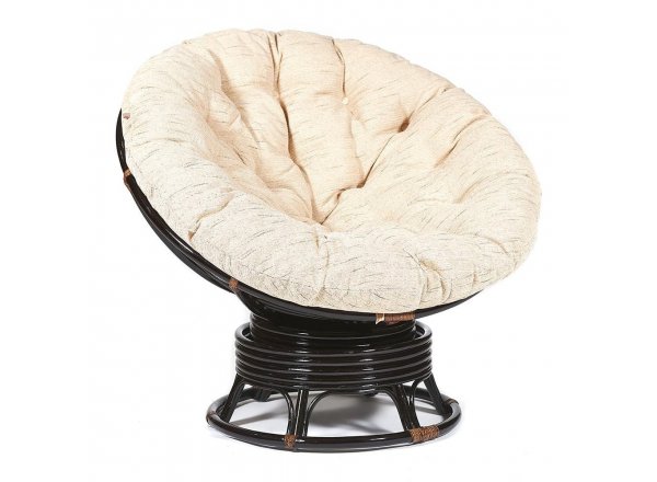 Кресло-качалка Папасан/Papasan (W 23/01 B) /с подушкой/ 115х78х104см, античный черно-коричневый, ткань старт