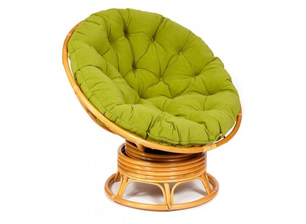 Кресло-качалка Папасан/Papasan (W 23/01 B) /с подушкой/ 115х78х104см, медовый, флок олива, 23