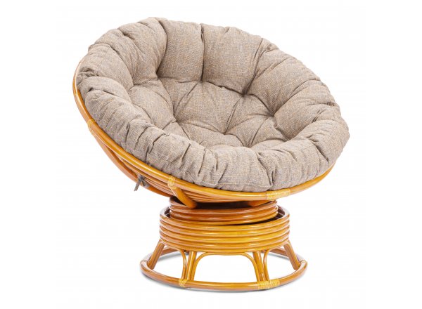 Кресло-качалка Папасан/Papasan (W 23/01 B) /с подушкой/ 115х78х104см, медовый, подушка рогожка, меланж