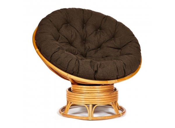 Кресло-качалка Папасан/Papasan (W 23/01 B) /с подушкой/ 115х78х104см, медовый, ткань коричневый, 3м7-147