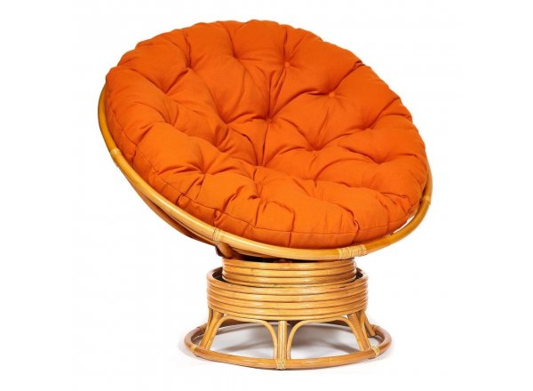 Кресло-качалка Папасан/Papasan (W 23/01 B) /с подушкой/ 115х78х104см, медовый, ткань оранжевый, с 23