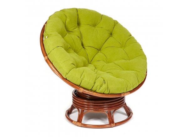Кресло-качалка Папасан/Papasan (W 23/01 B) /с подушкой/ 115х78х104см, пекан орех, флок олива, 23