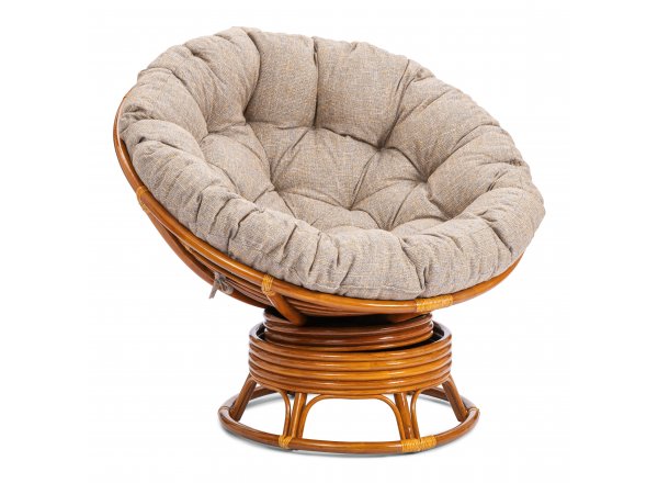 Кресло-качалка Папасан/Papasan (W 23/01 B) /с подушкой/ 115х78х104см, пекан орех, подушка рогожка, меланж