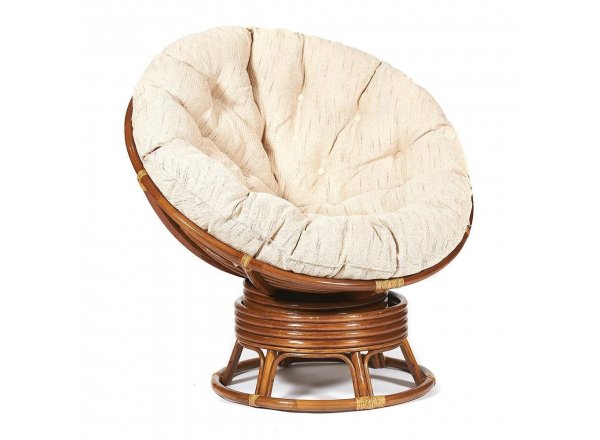 Кресло-качалка Папасан/Papasan (W 23/01 B) /с подушкой/ 115х78х104см, пекан орех, ткань старт