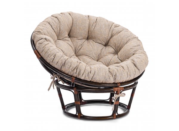 Кресло Папасан/Papasan (23/01 W) /с подушкой и ремешками/ 115х101х104см, античный черно-коричневый, подушка рогожка, меланж