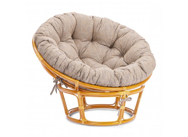 Кресло Папасан/Papasan (23/01 W) /с подушкой и ремешками/ 115х101х104см, медовый, подушка рогожка, меланж