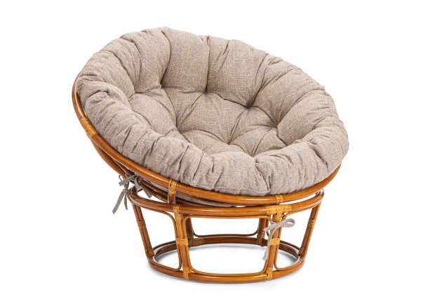 Кресло Папасан/Papasan (23/01 W) /с подушкой и ремешками/ 115х101х104см, пекан орех, подушка рогожка, меланж