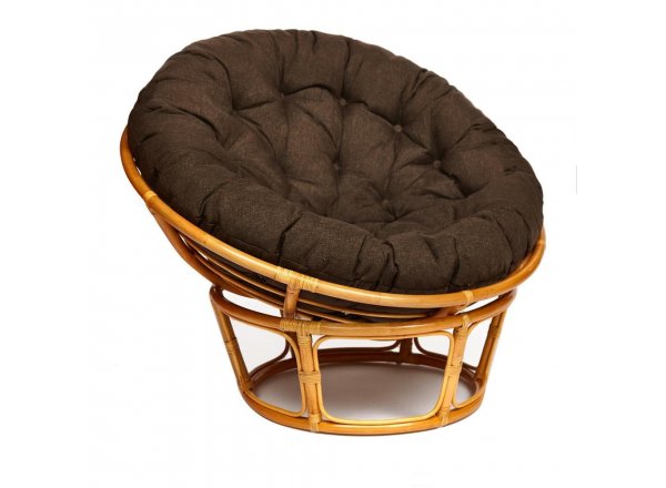 Кресло Папасан/Papasan (23/01 W) /с подушкой и ремешками/ диаметр подушки 125см, 115х101х104см, медовый, ткань коричневый, 3м7-147