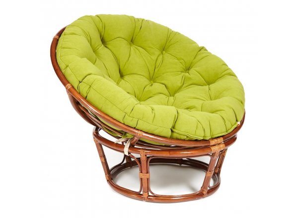 Кресло Папасан/Papasan (23/01 W) /с подушкой и ремешками/ диаметр подушки 125см, 115х101х104см, пекан орех, флок олива, 23