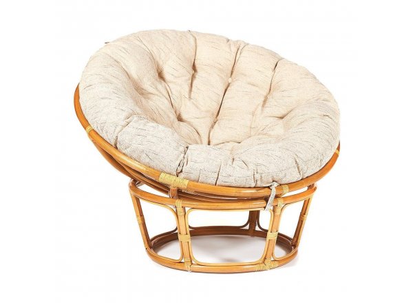 Кресло Папасан/Papasan (23/01 W) /с подушкой и ремешками/ диаметр подушки 129см, 115х101х104см, медовый, ткань старт