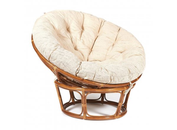 Кресло Папасан/Papasan (23/01 W) /с подушкой и ремешками/ диаметр подушки 129см, 115х101х104см, пекан орех, ткань старт
